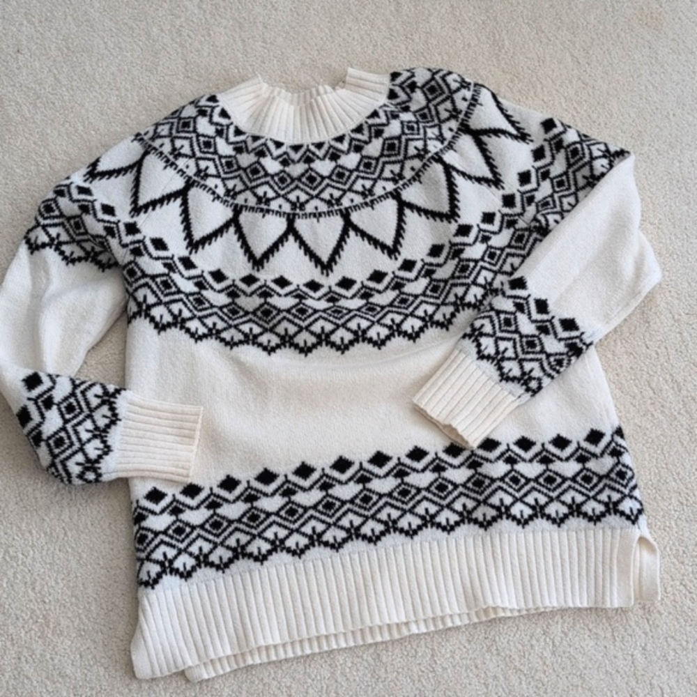 LOFT Fair Isle Print Sweater, Size Small, EUC